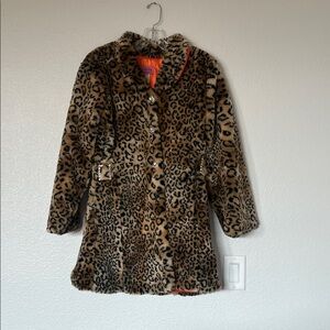 Leopard Print Faux Fur Coat